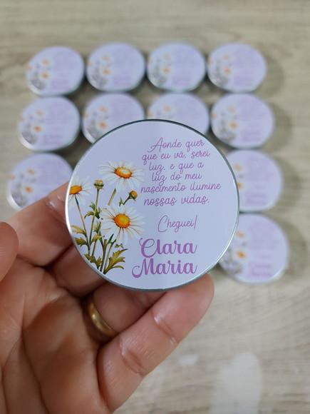 Vela Perfumada na Latinha/lembrancinha Nascimento Margaridas