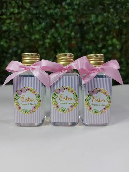 álcool em gel 40ml tampa rosca/ Lembrança nascimento jardim