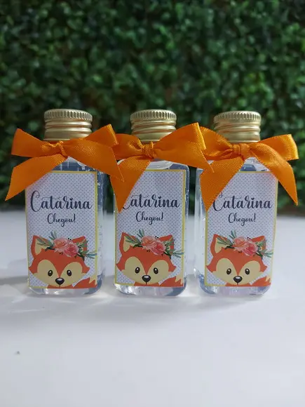 álcool em gel 40ml tampa rosca/ Lembrança nascimento raposa