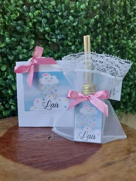 Aromatizador 30 ml + Sacolinha/ Chá de Bebê Chuva de Amor