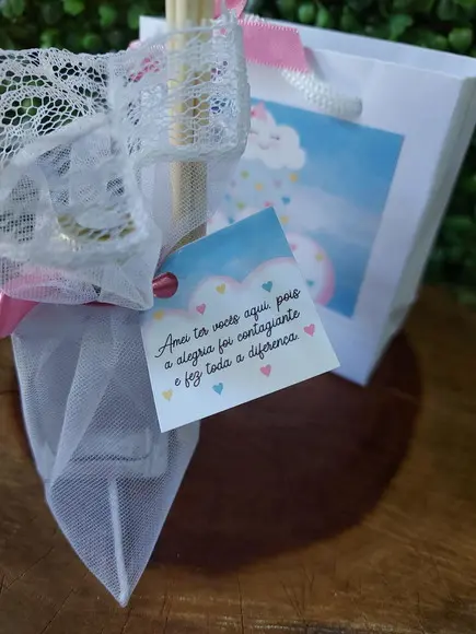 Aromatizador 30 ml + Sacolinha/ Chá de Bebê Chuva de Amor