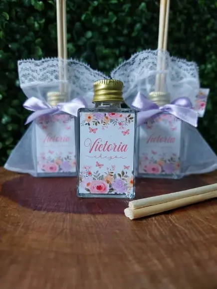 Aromatizador 30ml / Lembrancinha de Nascimento Jardim Floral