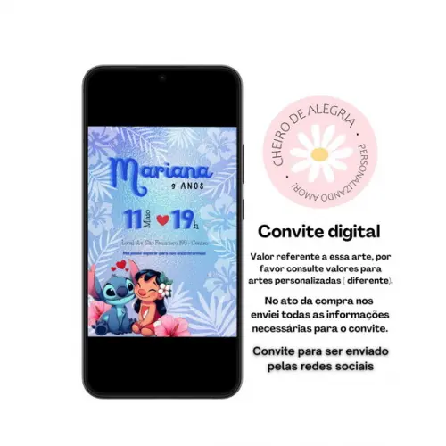 Convite Digital Aniversário-stitch. a Mesma Arte do Anúncio