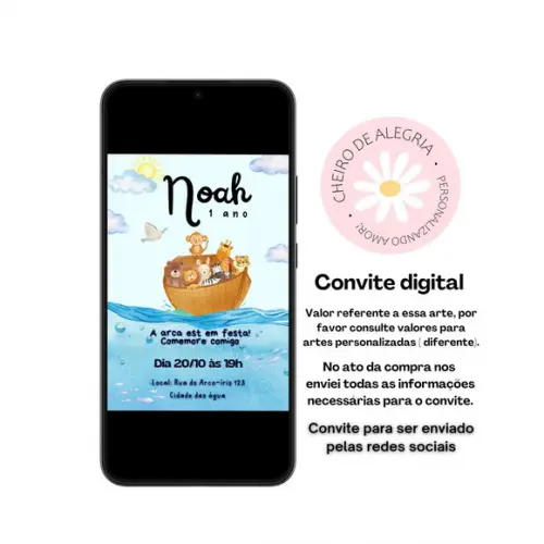 Convite Digital Aniversário-arca- a Mesma Arte do Anúncio