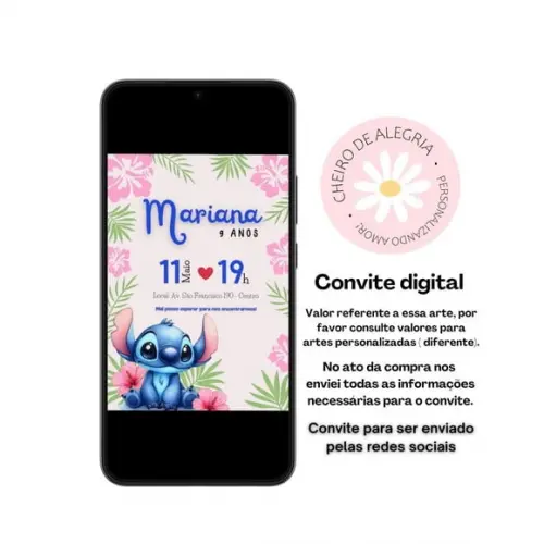 Convite Digital Aniversário-stitch. a Mesma Arte do Anúncio