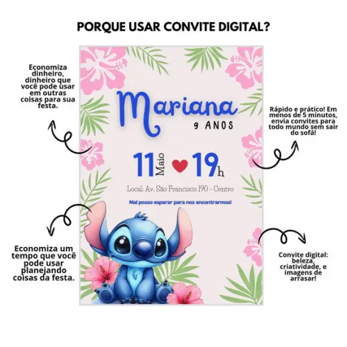 Convite Digital Aniversário-stitch. a Mesma Arte do Anúncio