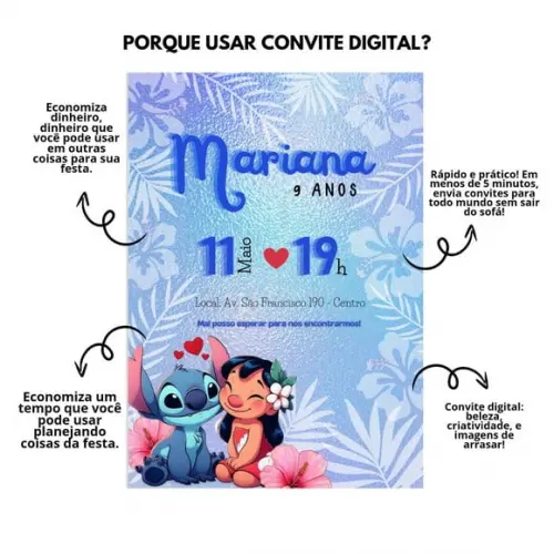 Convite Digital Aniversário-stitch. a Mesma Arte do Anúncio