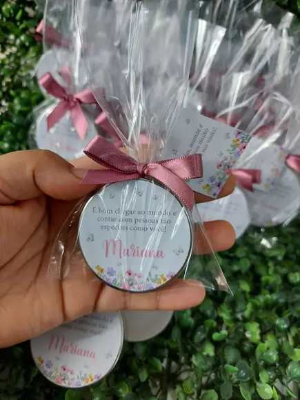 Latinha com Vela , Lembrança Maternidade. Minha Chegada Elef