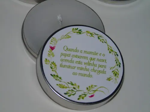 Latinha com Vela , Lembrança Maternidade. Minha Chegada