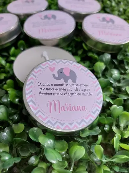 Latinha com Vela , Lembrança Maternidade. Minha Chegada Elef