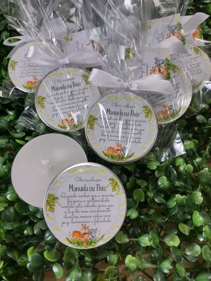 Latinha com Vela Aromatizada, Cha Revelação Safari