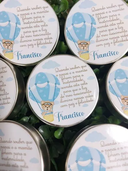 Latinha com Vela Aromatizada, Lembrança Chá de Bebê
