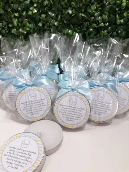 Latinha com Vela Aromatizada, Lembrança Chá de Bebê