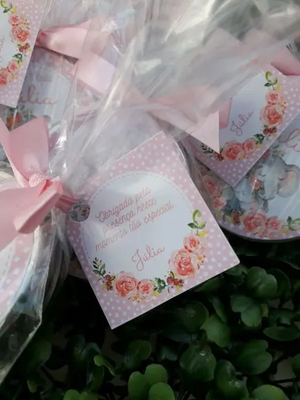 Latinha com Vela Aromatizada, Lembrança Chá, Elefantinho