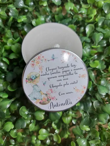 Latinha com Vela Aromatizada, Lembrança de Nascimento.