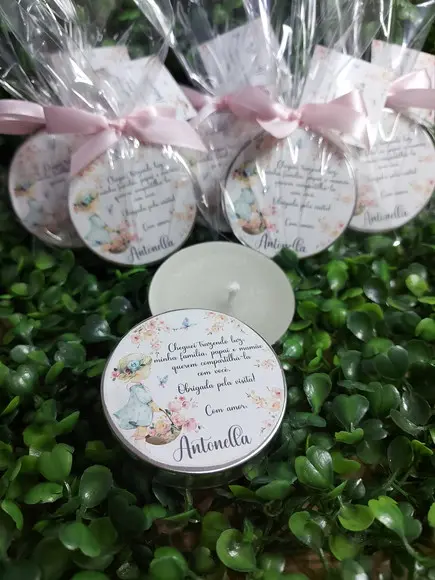 Latinha com Vela Aromatizada, Lembrança de Nascimento.