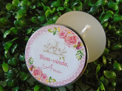 Latinha com Vela Aromatizada, Lembrança para Chá de Bebê