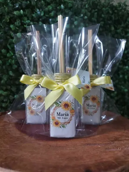 Lembrancinha 40 ml Frasco Pet - Aniversário Girassol