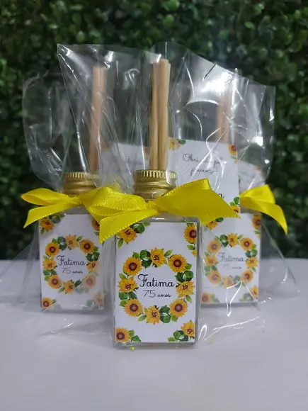 Lembrancinha 40 ml Frasco Pet - Aniversário Girassol