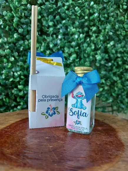 Lembrancinha 40ml Frasco Pet + Caixinha- Stitch