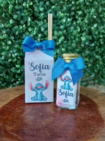 Lembrancinha 40ml Frasco Pet + Caixinha- Stitch