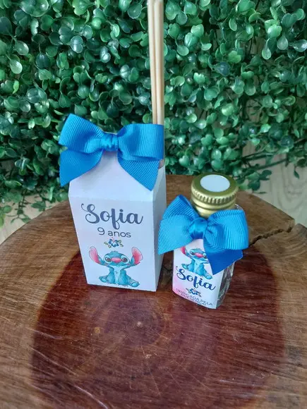 Lembrancinha 40ml Frasco Pet + Caixinha- Stitch