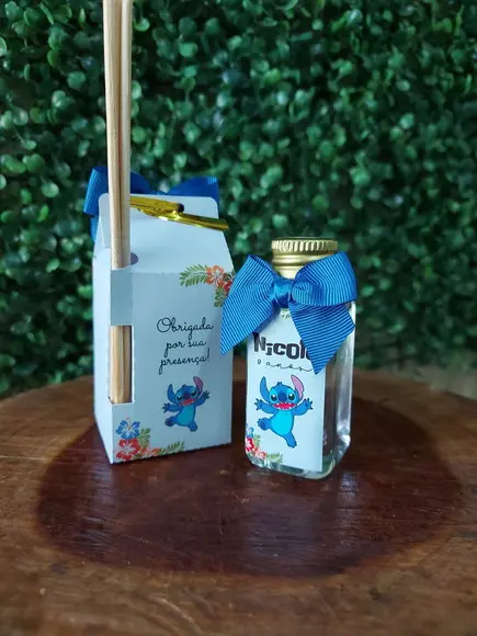 Lembrancinha 40ml Frasco Pet + Caixinha- Stitch