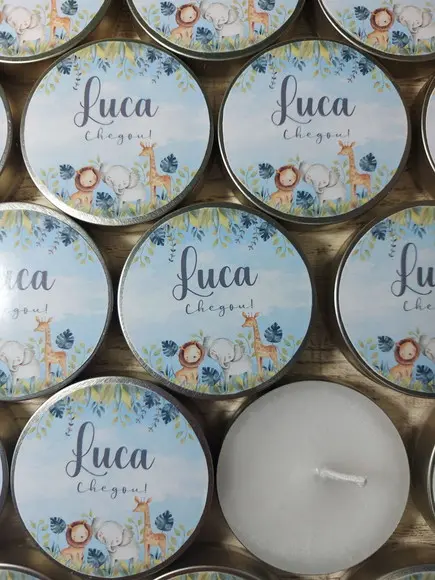Lembrancinha de Nascimento . Vela Perfumada . Safari