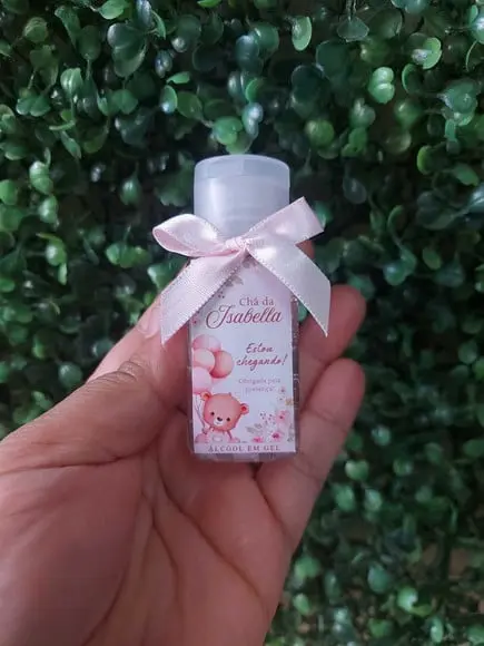 Lembrancinha de Nascimento Álcool em Gel 40ml Tampa Flip Top
