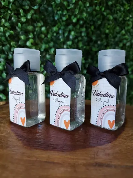 Lembrancinha de Nascimento Álcool em Gel 40ml Tampa Flip Top