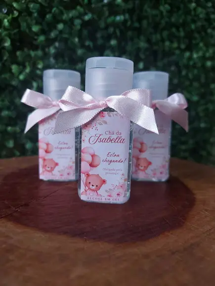 Lembrancinha de Nascimento Álcool em Gel 40ml Tampa Flip Top