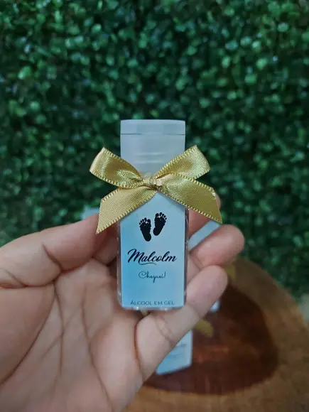 Lembrancinha de Nascimento Álcool em Gel 40ml Tampa Flip Top