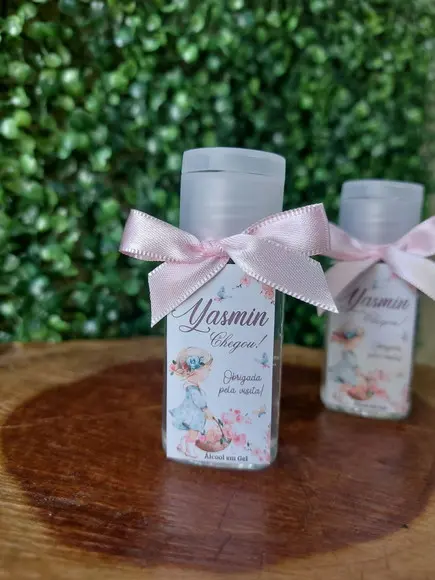 Lembrancinha de Nascimento Álcool em Gel 40ml Tampa Flip Top