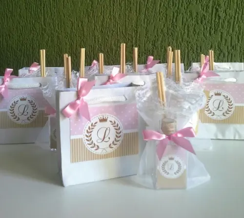 Lembrancinha para Chá de Bebê Sacolinha com Aromatizador