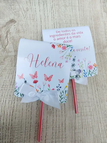 Lembrancinha Pirulito com Coração Personalizado. Jardim