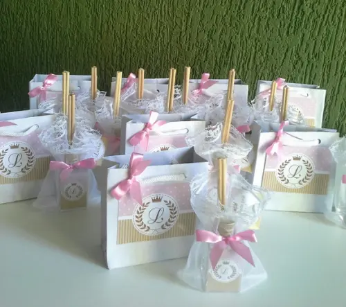 Lembrancinha para Chá de Bebê Sacolinha com Aromatizador