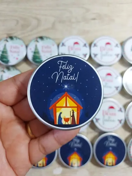 Natal - Latinha com Vela Perfumada - Sagrada Família