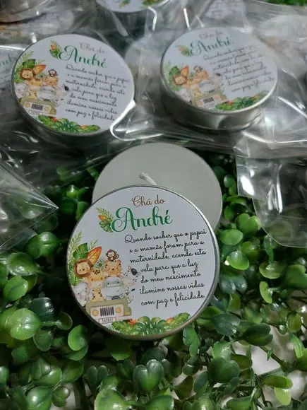 Vela Perfumada na Latinha / Lembrança Safari Baby