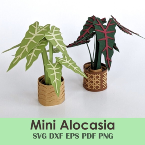 Alocásia Planta 1 Miniatura 3d Dollhouse Dxf Eps pdf Svg Png