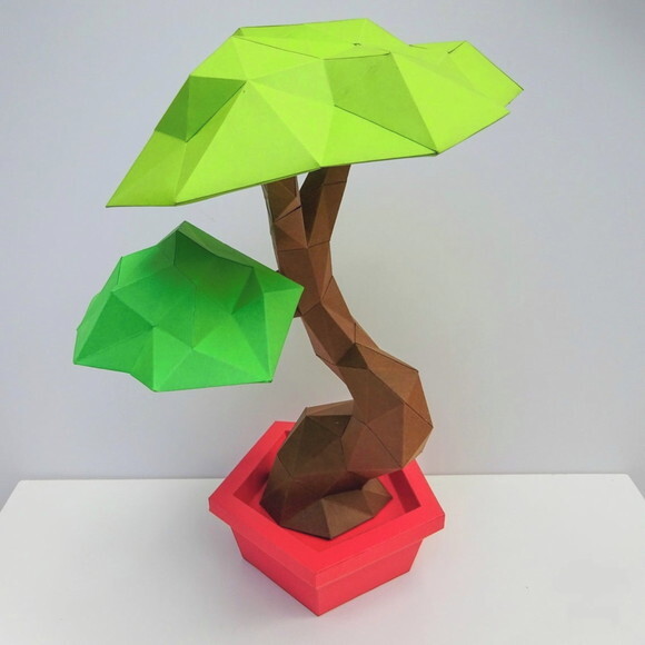 Bonsai Árvore - Arquivo de Corte Low Poly 3d (em Pdf)