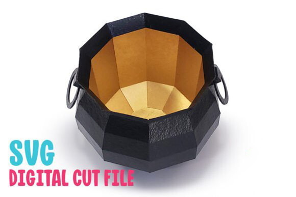 Caldeirão Bruxa - Arquivo de Corte Low Poly 3d (em Dxf, Svg)