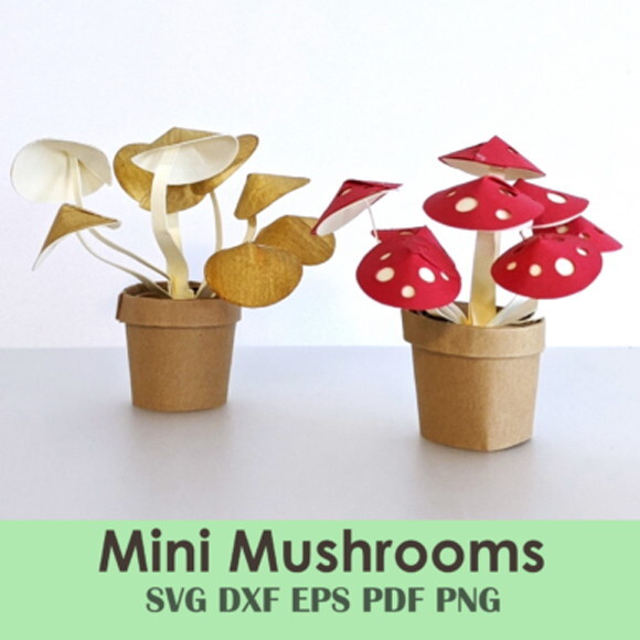 Cogumelo Planta 11 Miniatura 3d Dollhouse Dxf Eps pdf Svg