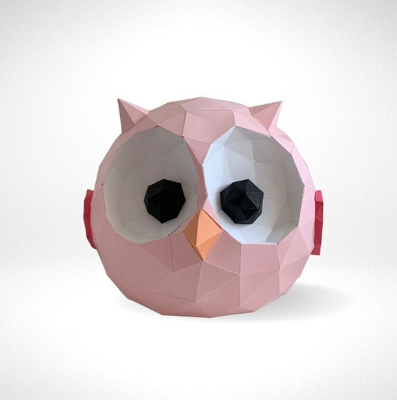 Coruja Fofa Arquivo de Corte Low Poly 3d (em Pdf, Dxf, Svg)
