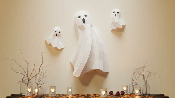 Fantasma Halloween - Arquivo de Corte Low Poly 3d (em Pdf)