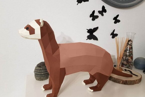 Ferret Furão - Arquivo de Corte Low Poly 3d (em Svg)