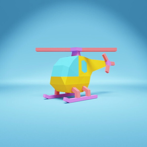 Helicóptero 3d - Arquivo de Corte Low Poly 3d (em Pdf)