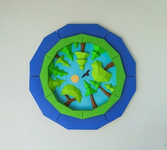 Quadro Natureza - Arquivo de Corte Low Poly 3d (em Pdf)