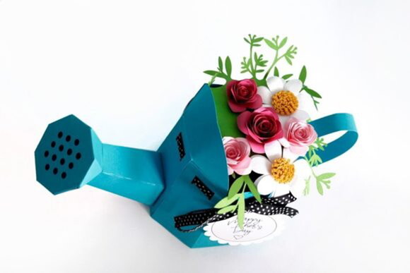 Regador Flor - Arquivo de Corte Low Poly 3d (em Dxf, Svg)
