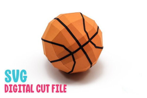 Bola Basquete - Arquivo de Corte Low Poly 3d (em Dxf, Svg)