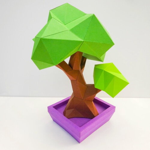 Bonsai Árvore 3d - Arquivo de Corte Low Poly 3d (em Pdf)